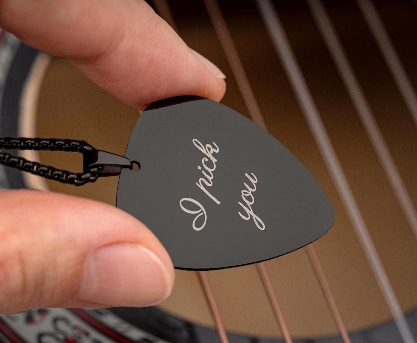 Custom Engraved Guitar Pick Necklace - Gift For Musician or Music Lover, Personalized Birthday Gift for Boyfriend or Girlfriend, KP.2/C.2