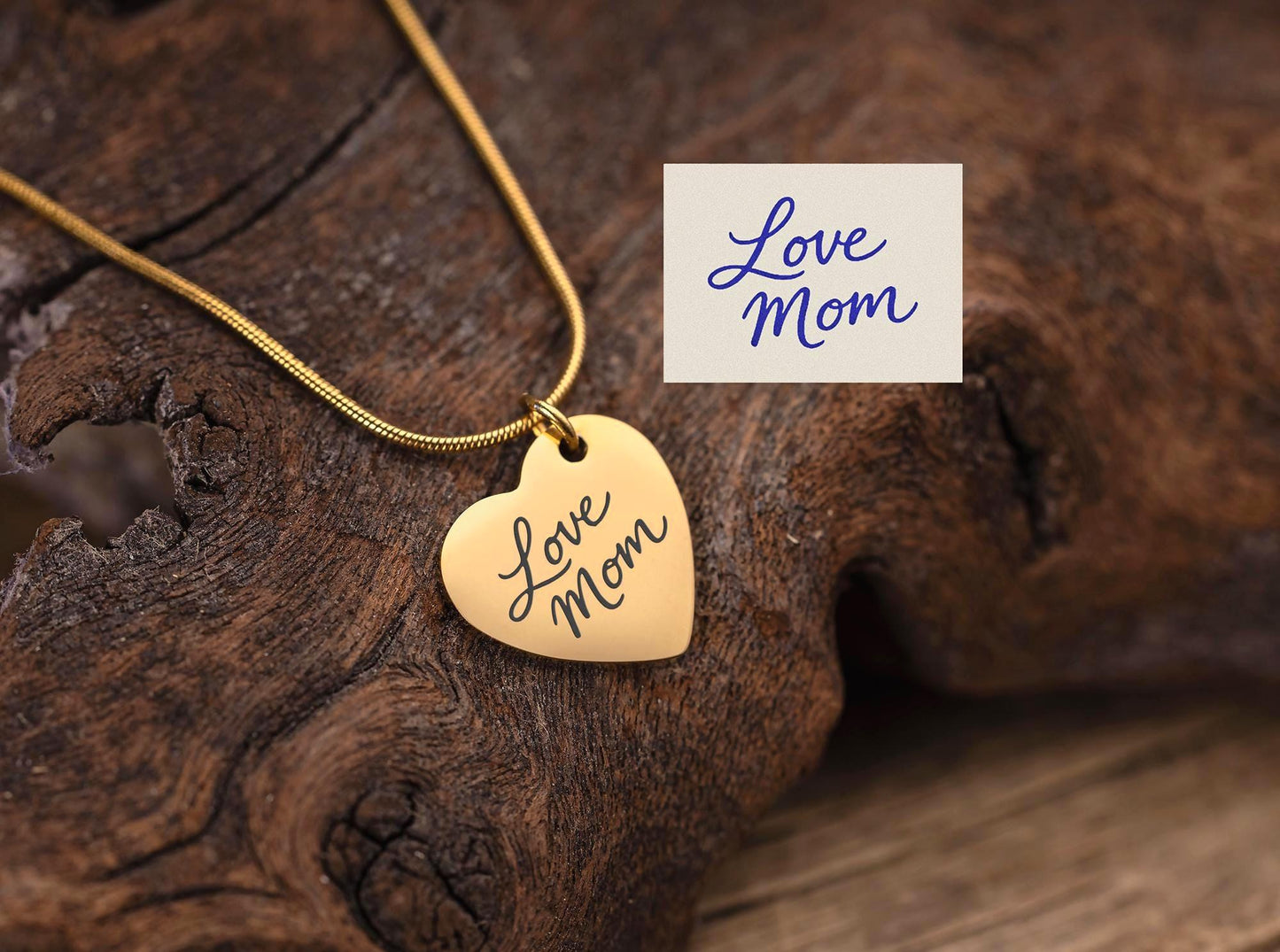Personalized Handwritten Message Necklace, Custom Heart Pendant with Actual Handwriting, Memorial Jewelry for Her, Mom Keepsake Gift, C.2
