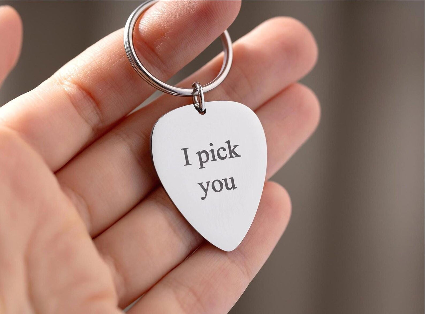 Guitar Pick Keychain with Your Custom Words, Personalized Gift For Musician, Music Lover, Boyfriend or Girlfriend, Custom Text Keyring, C.2