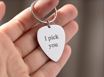 Guitar Pick Keychain with Your Custom Words, Personalized Gift For Musician, Music Lover, Boyfriend or Girlfriend, Custom Text Keyring, C.2