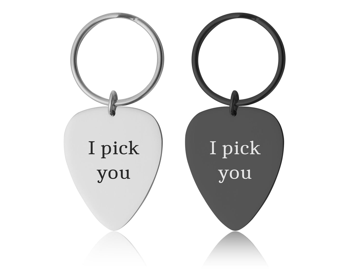 Custom Text Keychain for For Musician or Music Lover, Guitar Pick Keyring with Custom Words, Personalized Gift Boyfriend or Girlfriend, C.2