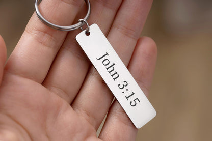 Bible Verse Keychain Personalized Bar Keychain Custom Scripture Gift Christian Gift for Him or Her Religious Gift Double Sided, C.2
