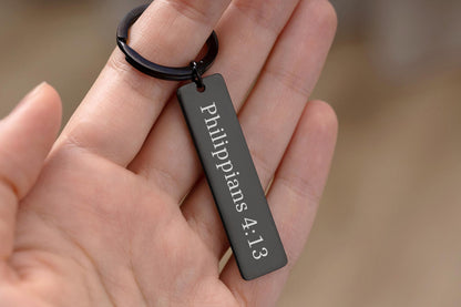 Bible Verse Keychain Personalized Bar Keychain Custom Scripture Gift Christian Gift for Him or Her Religious Gift Double Sided, C.2