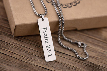 Bible Verse Necklace Personalized Bar Pendant Custom Scripture Gift Christian Gift for Him or Her Religious Gift Double Sided, C.2