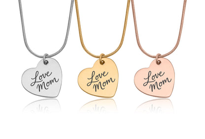 Personalized Handwritten Message Necklace, Custom Heart Pendant with Actual Handwriting, Memorial Jewelry for Her, Mom Keepsake Gift, C.2