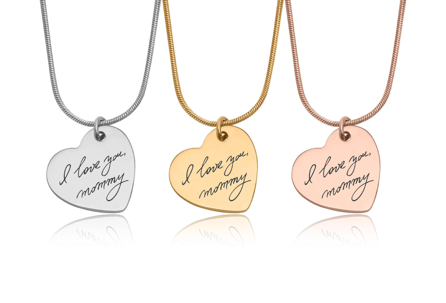 Personalized Heart Pendant with Actual Handwriting, Custom Handwritten Message Necklace, Memorial Jewelry for Her, Mom Keepsake Gift, C.2