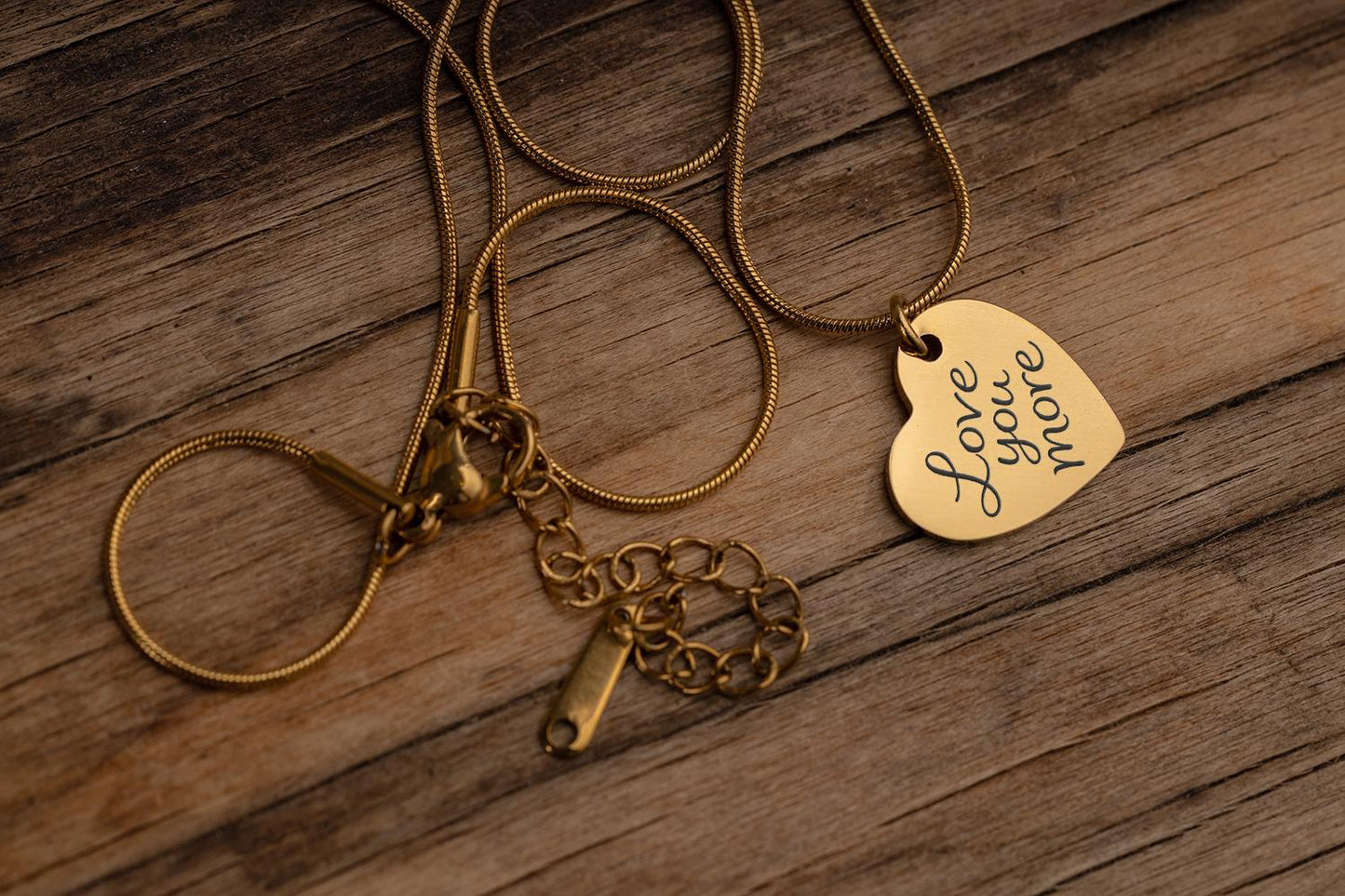 Love You More Heart Necklace with Custom Message on Back Side, Jewelry Gift for Her, Gift for Mom, Daughter, Wife or Girlfriend, C.2