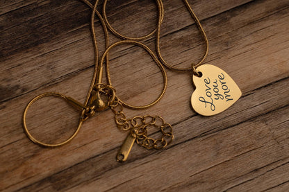 Love You More Heart Necklace with Custom Message on Back Side, Jewelry Gift for Her, Gift for Mom, Daughter, Wife or Girlfriend, C.2