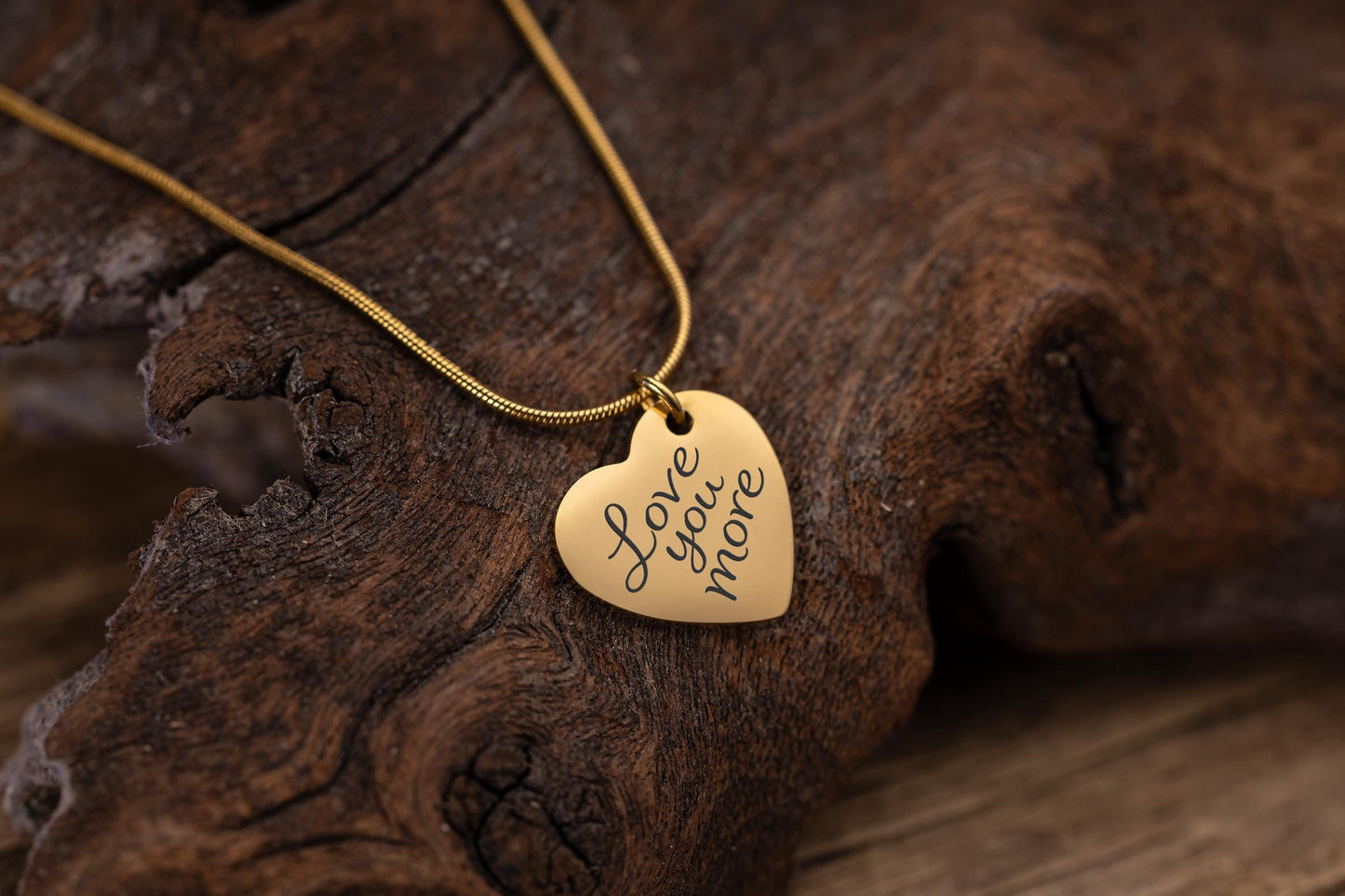 Love You More Heart Necklace with Custom Message on Back Side, Jewelry Gift for Her, Gift for Mom, Daughter, Wife or Girlfriend, C.2