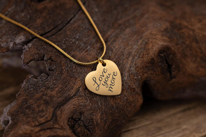Love You More Heart Necklace with Custom Message on Back Side, Jewelry Gift for Her, Gift for Mom, Daughter, Wife or Girlfriend, C.2