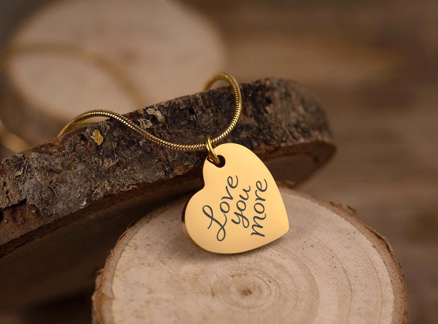Love You More Heart Necklace with Custom Message on Back Side, Jewelry Gift for Her, Gift for Mom, Daughter, Wife or Girlfriend, C.2