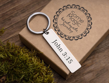 Bible Verse Keychain Personalized Bar Keychain Custom Scripture Gift Christian Gift for Him or Her Religious Gift Double Sided, C.2