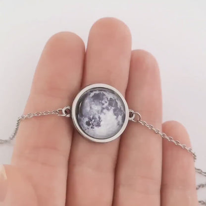 Double Sided Moon Bracelet, Custom Moon Phase Bracelet, Engraved Star Map By Date, Personalized Birthday Gift For Women, Anniversary, AP.1