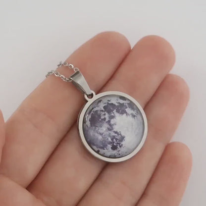 Custom Star Map & Moon Phase Necklace, Jewelry Birthday Gift for Women, Anniversary Gift for Her, Engraved Silver or Gold Pendant, KP.7