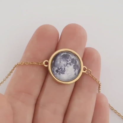 Custom Moon Phase Bracelet with Date and Initial Engraved on Back Side, Personalized Birthday or Anniversary Jewelry Gift for Women, AP.1