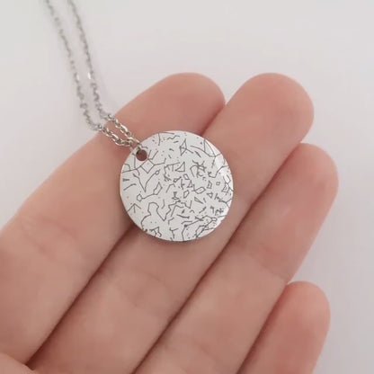 Personalized Star Map Necklace, Engraved Custom Gift for Her, Birthday Gift for Women, Wedding Anniversary Gift for Wife, KP.10