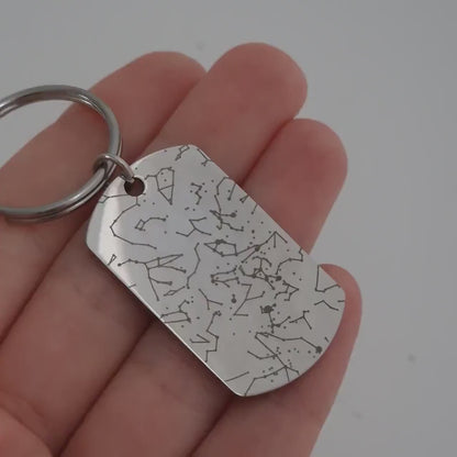 Custom Star Map by Date Keychain, Engraved Personalized Keyring, Birthday Gift for Men, Him, Father, Dad, Husband, Fiancée, Boyfriend, RP.2