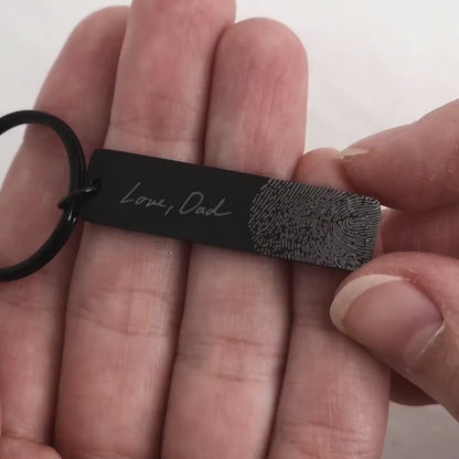 Custom Fingerprint Keepsake Keychain, Personalized  Memorial Thumbprint Grief Gift with Handwritten Message - Inscription - Signature, C.2