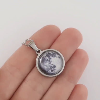 Custom Moon Phase Necklace with Name or Initial Engraved on the Back, Personalized Birthday Gift for Women, Anniversary Gift for Her, KP.7