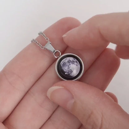 Custom Moon Phase Necklace by Date, Romantic Anniversary Gift for Women, Personalized Birthday Jewelry Gift for Her, KP.7