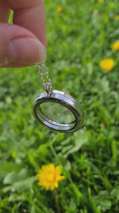 Dandelion Seed Necklace, Dandelion Jewelry for Her, Floating Locket Amulet, Pendant for Women, Anniversary or Birthday Gift For Her, KP.1