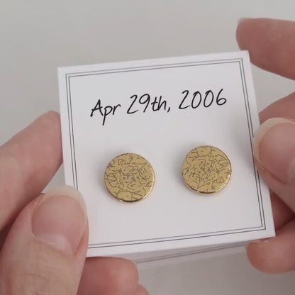 Star Map Stud Earrings, Special Moment Custom Night Sky by Date and Place, Personalized Star Chart Jewelry for Her or Him, AU.2