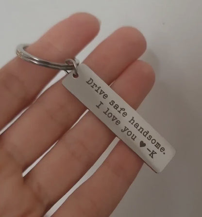 Drive Safe Handsome Keychain with Initial for Boyfriend or Husband, Gift for Passing Driving Test, Keyring for New Driver, Gift for Him, C.2