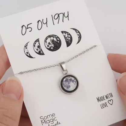 Personalized Star Map and Moon Phase Necklace, Jewelry Birthday Gift for Women, Personalized Gift for Her, Anniversary Necklace, KP.7