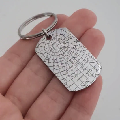 Custom Star Map Keychain, Engraved Personalized Night Sky Keyring, Star Map by Date, Birthday Gift for Men, Anniversary Gift for Him, RP.2
