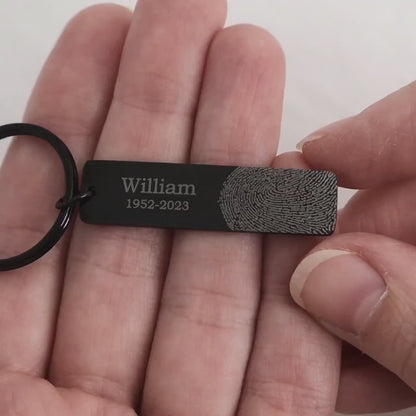Custom Fingerprint Keychain - Personalized Thumbprint Keyring with Engraving - Memorial Gift for Him - Loss of Father or Mother Keepsake C.2