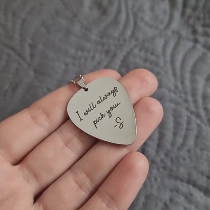 Personalized Black Guitar Pick Necklace For Musician or Music Lover, Custom Birthday or Anniversary Boyfriend or Girlfriend Gift, KP.2/RP.2